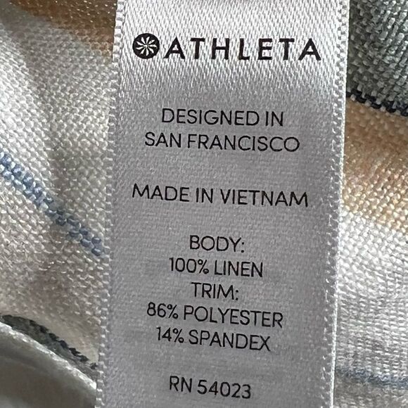 Athleta | Drawstring 100% Linen Striped Shorts - Picture 4 of 4